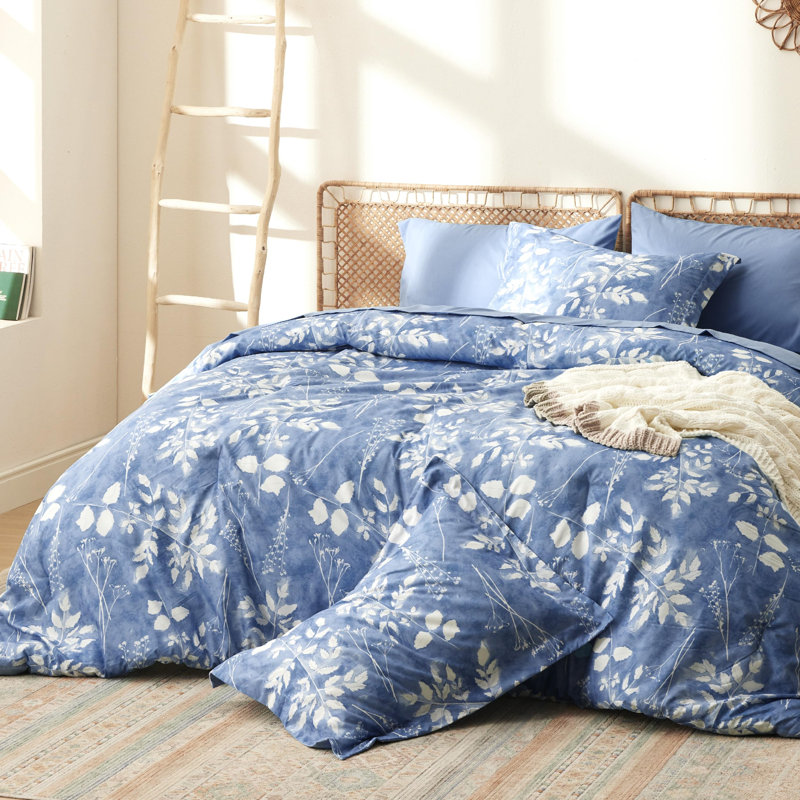 Couvre-lit dans un sac - Motif floral et végétal réversible imprimé d'édredons, de draps, de taies d'oreiller et de taies décoratives, 89 g / m²