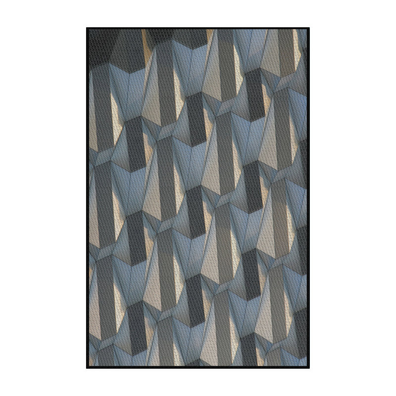 Tapis géométrique bleu / gris, Rectangle 8 pi x 10 pi