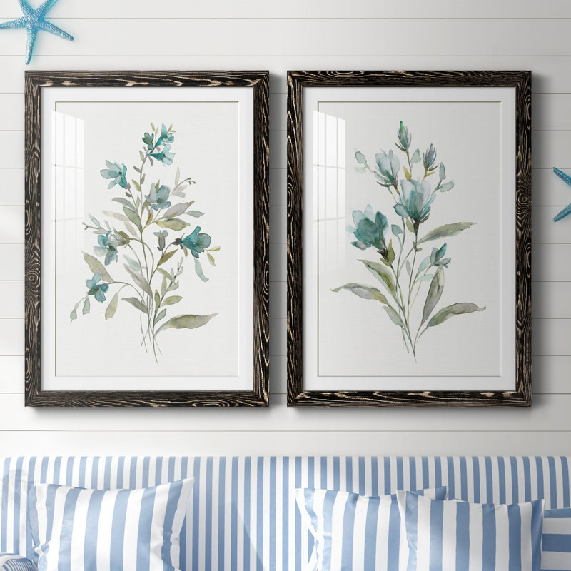 Linen Botanical III - ensemble de 2 reproductions d'art, H 37,5 po x l 55 po x P 1,5 po, H 31,5 po x l 47 po x P 1,5 po
