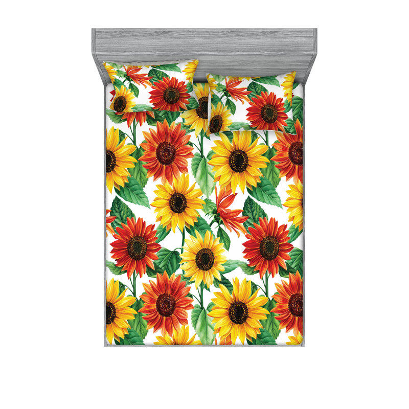 Drap-housse et taies décoratives 3 pièces Ambesonne, Ensemble de draps pour grand lit avec 2 taies d'or