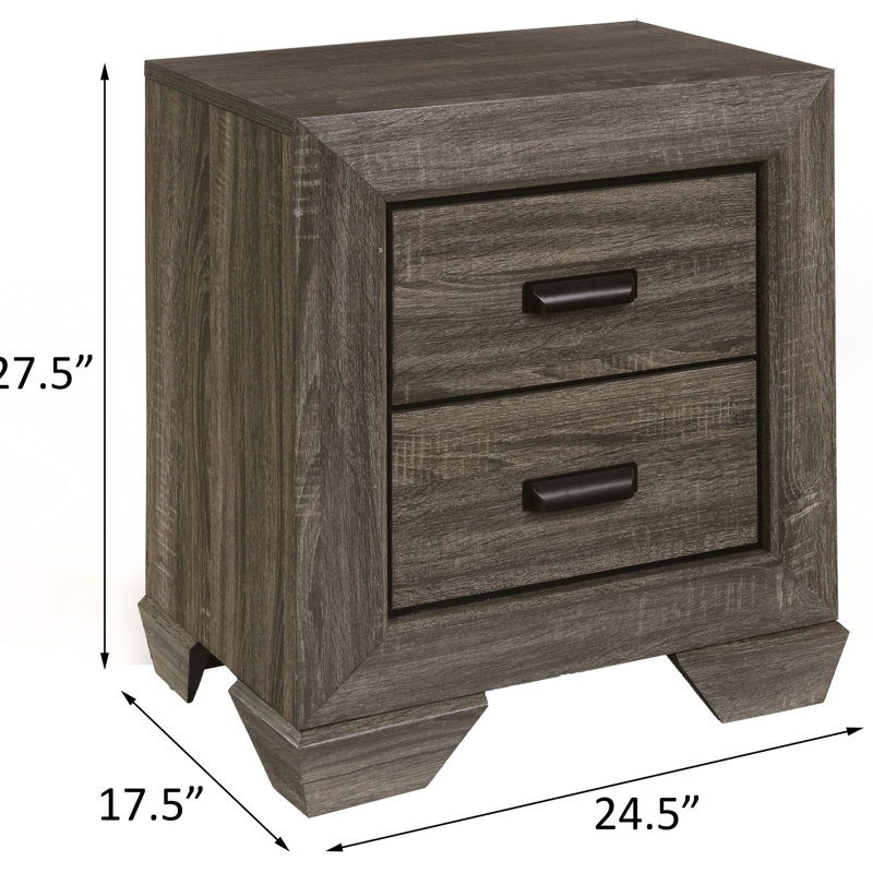 Table de chevet pour chambre à coucher à 2 tiroirs - Rustique, table de chevet rustique 2