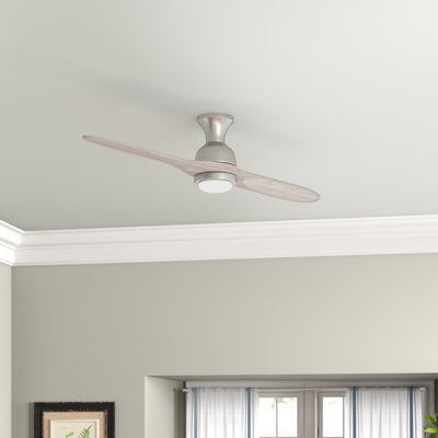 52" Gattis 2 - Blade Flush Mount LED Ceiling Fan with Remote Control and Light Kit