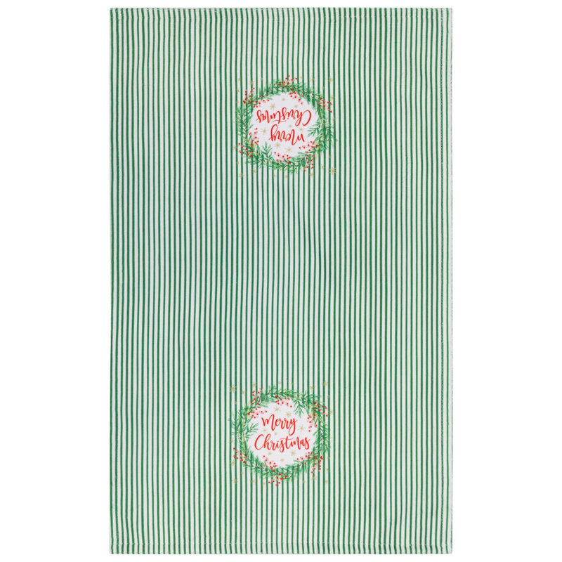Solid And Striped Merry Christmas Kitchen Tea Towels - 26" - Set Of 2