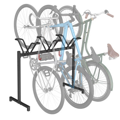 Support de rangement pour 3 vélos, support de plancher réglable avec crochet, organisateur en métal pour le garage, convient aux vélos de montagne / route