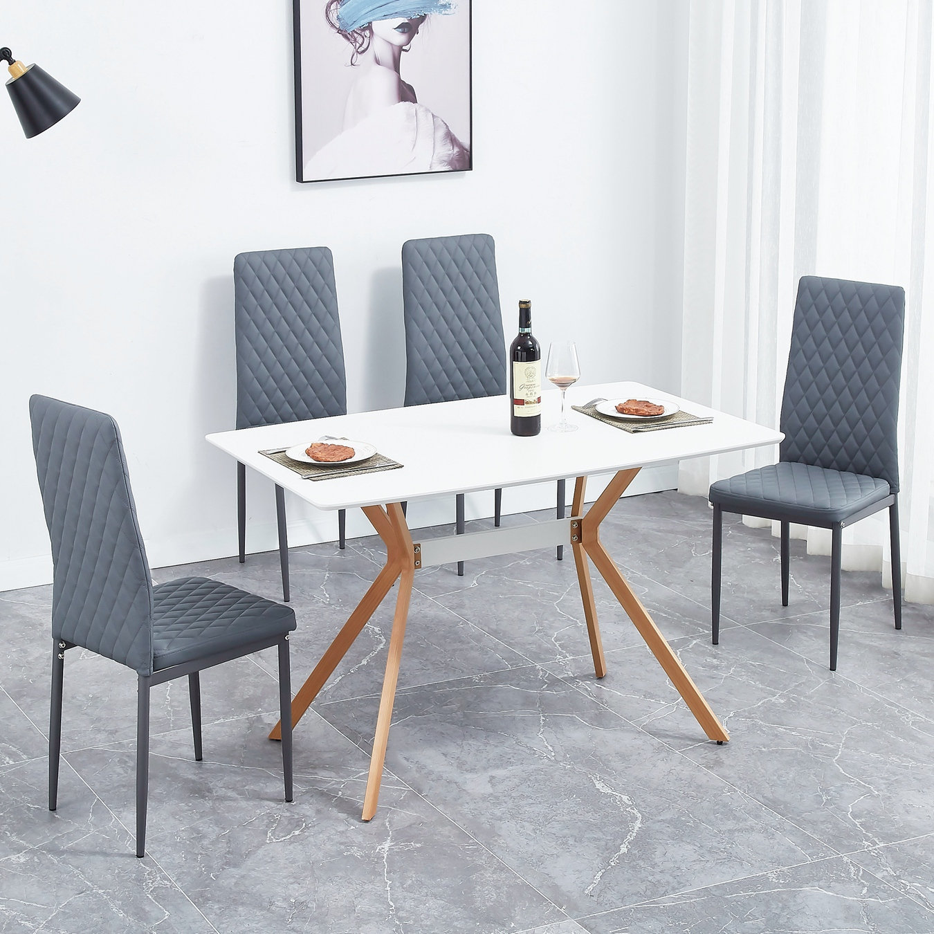 Ebern Designs 5 Piece Dining Set Dining Table Set Dining Room Set ...