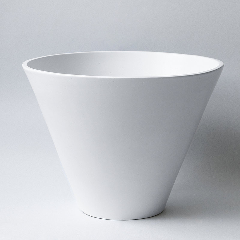 Handmade Ceramic Planter, White, 13" H x 17" W x 17" D