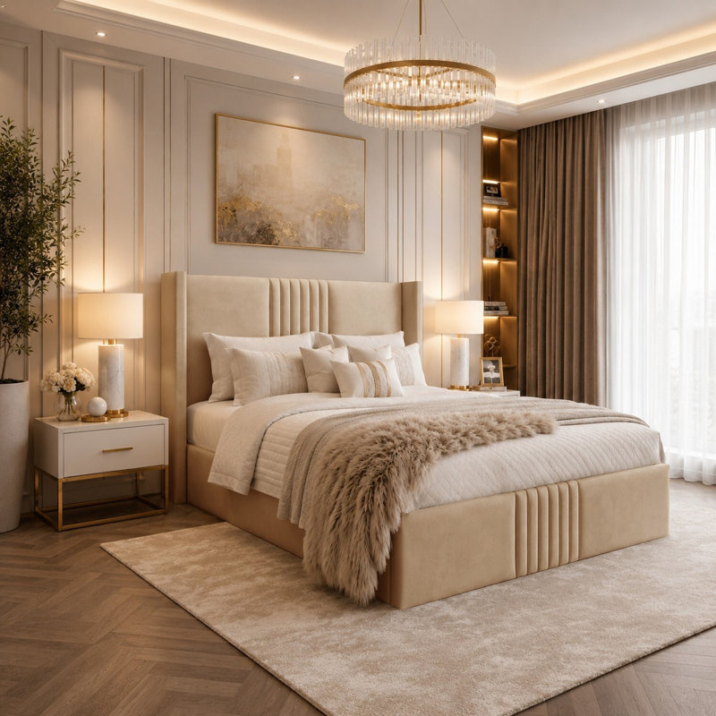 Bed, Beige, Super King (6')