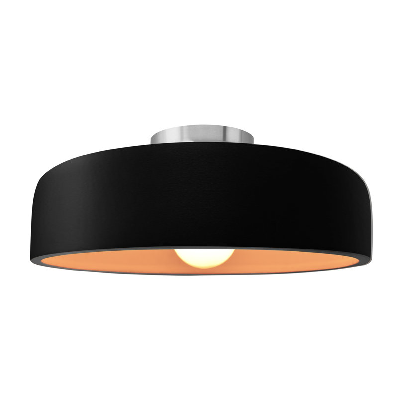 Plafonnier semi-encastré Radiance, Noir carbone mat / or champagne, Nickel brossé, H 6,5 po x l 16 po x P 16 po