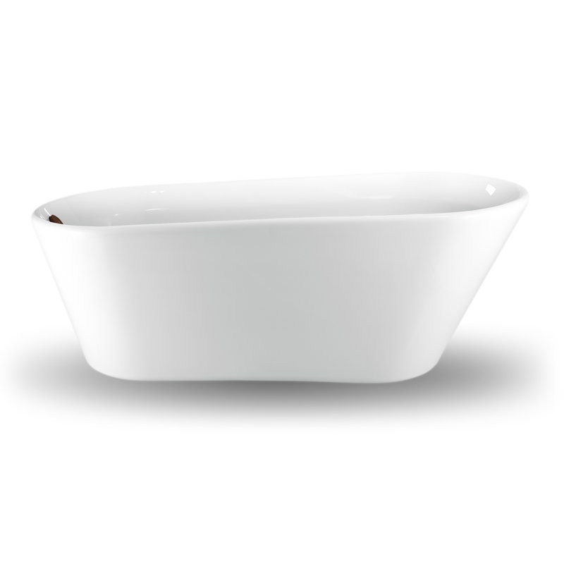 Baignoire de trempage autoportante 61 "avec drain et plateau en bambou 61" Streamline, Bronze huilé mat