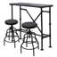 Ensemble de table de bar industriel et 2 tabourets, bois de pin massif avec finition noyer noir, table de bar à hauteur fixe avec tabourets réglables pour la cuisine, la salle à manger, le bar et le café-347993579