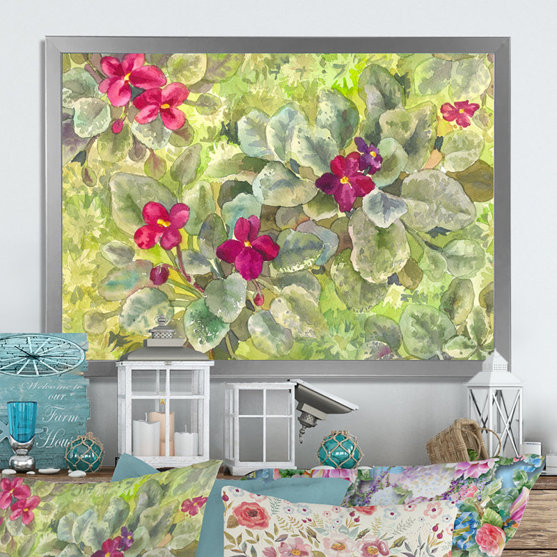 «Blossoming Mauve bourgogne», reproduction d'art sur toile encadrée, H 16 po x l 32 po x P 1 po, Cadre photo argenté