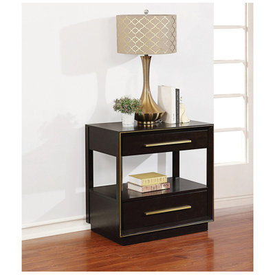 2 Drawers Nightstand With Shelf, Bed Side Table