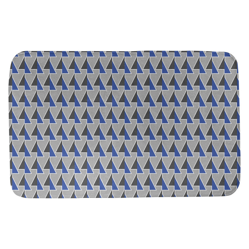 Tapis de bain géométrique antidérapant à motif de flèches décalées, l 21 po x L 34 po, bleu