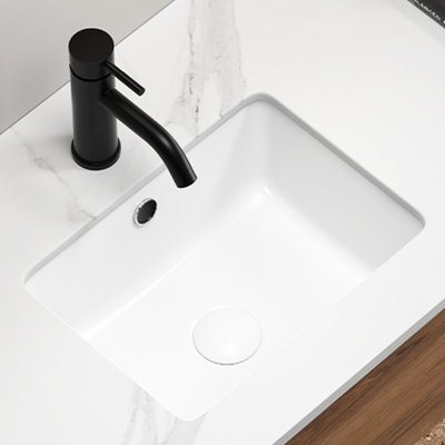 18X14 Inch Undermount White Ceramic Vessel Bathroom Sink, Built - In Overflow, Smooth Design For Indoor And Traditional Bathrooms Milk 7.21 Inches High, American Style Home Lavatories