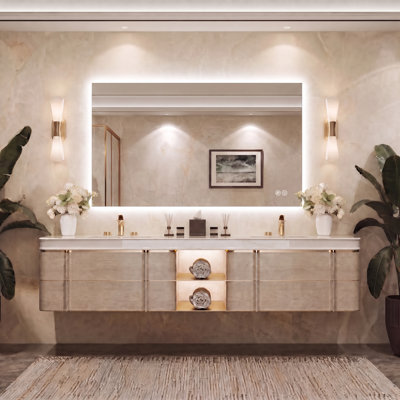Lunara UL Certified Frameless Backlit LED Bathroom Vanity Mirror with 5mm Tempered Glass, 3-Color Temp, Dimmable, Anti-Fog
