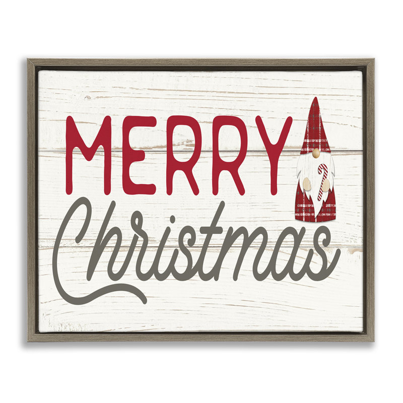 «Merry Christmas Sentiments Gnome», art mural encadré sur toile flottante par PDR, LLC, H 25 po x l 31 po