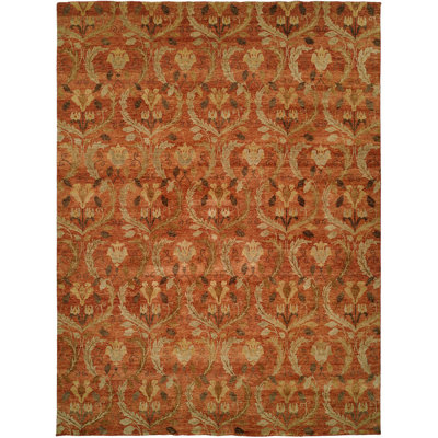 Tapis rouille en laine noué à la main