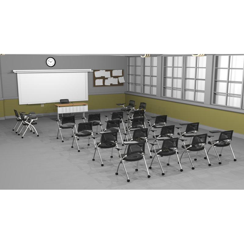 21 Person Flip Top 22'' L Modular Training Table and Chair Set with Casters and Modesty Panel