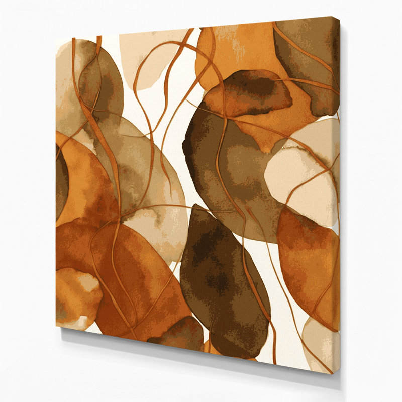Abstrait aquarelle 7, art mural sur toile brune, H 32 po x l 32 po