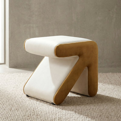 Modern Geometric Velvet Vanity Stool with Soft Padding and Sturdy Frame - Accent Ottoman