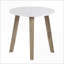Table basse en marbre blanc Milo avec pieds en bois de frêne, compact et facile à nettoyer pour le salon
