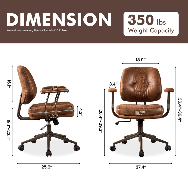 Ergonomic Executive Office Chair with Adjustable Height and Tilt, Dark Brown