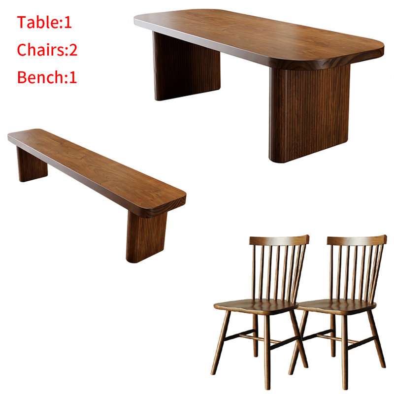 Table de salle à manger simple en bois massif de style américain Tomia