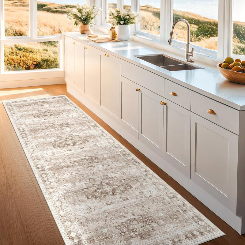 Washable Boho Kitchen Rugs Non-Slip, Runner 2' x 10'