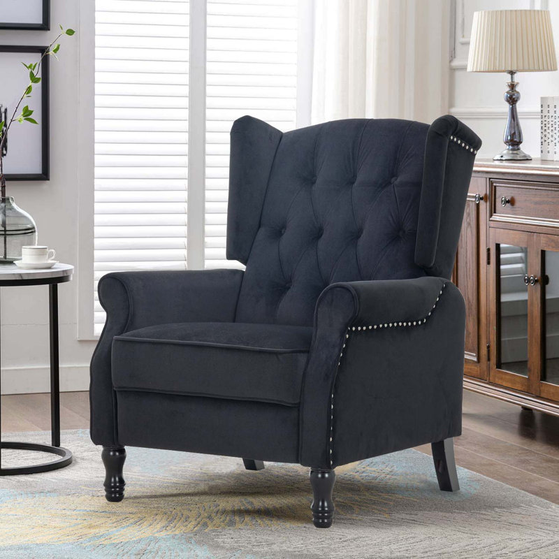 Druv Recliner, Black Flannelette