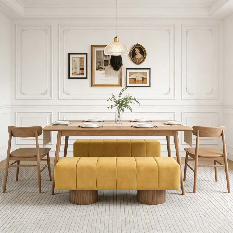 Banc de salle à manger rembourré, Jaune