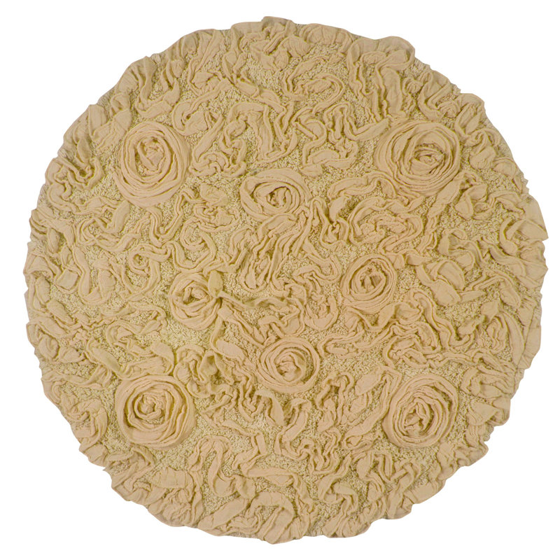 Tapis de bain rond 100% coton Home Weavers Franciska, L 30 po x L 30 po, Jaune
