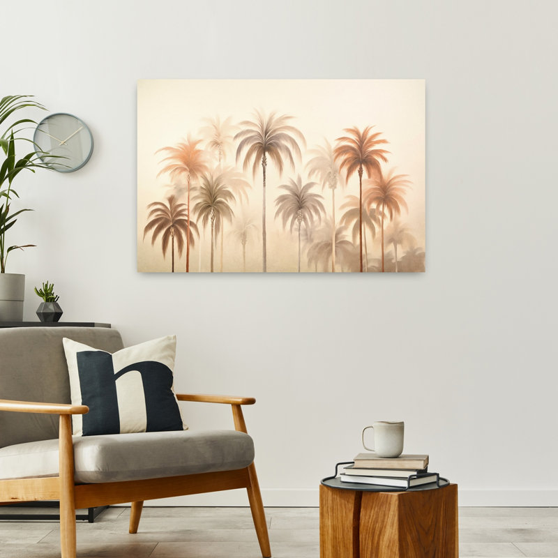 Art contemporain, palmier abstrait, art côtier, H 24 po x l 36 po