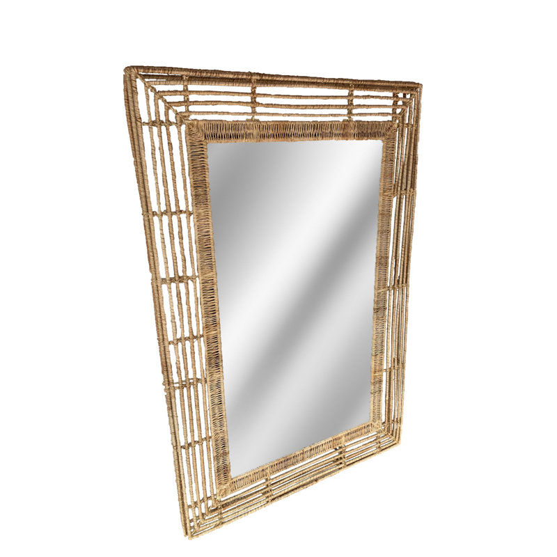 Beehive Flat Jute Beveled Wall Mirror