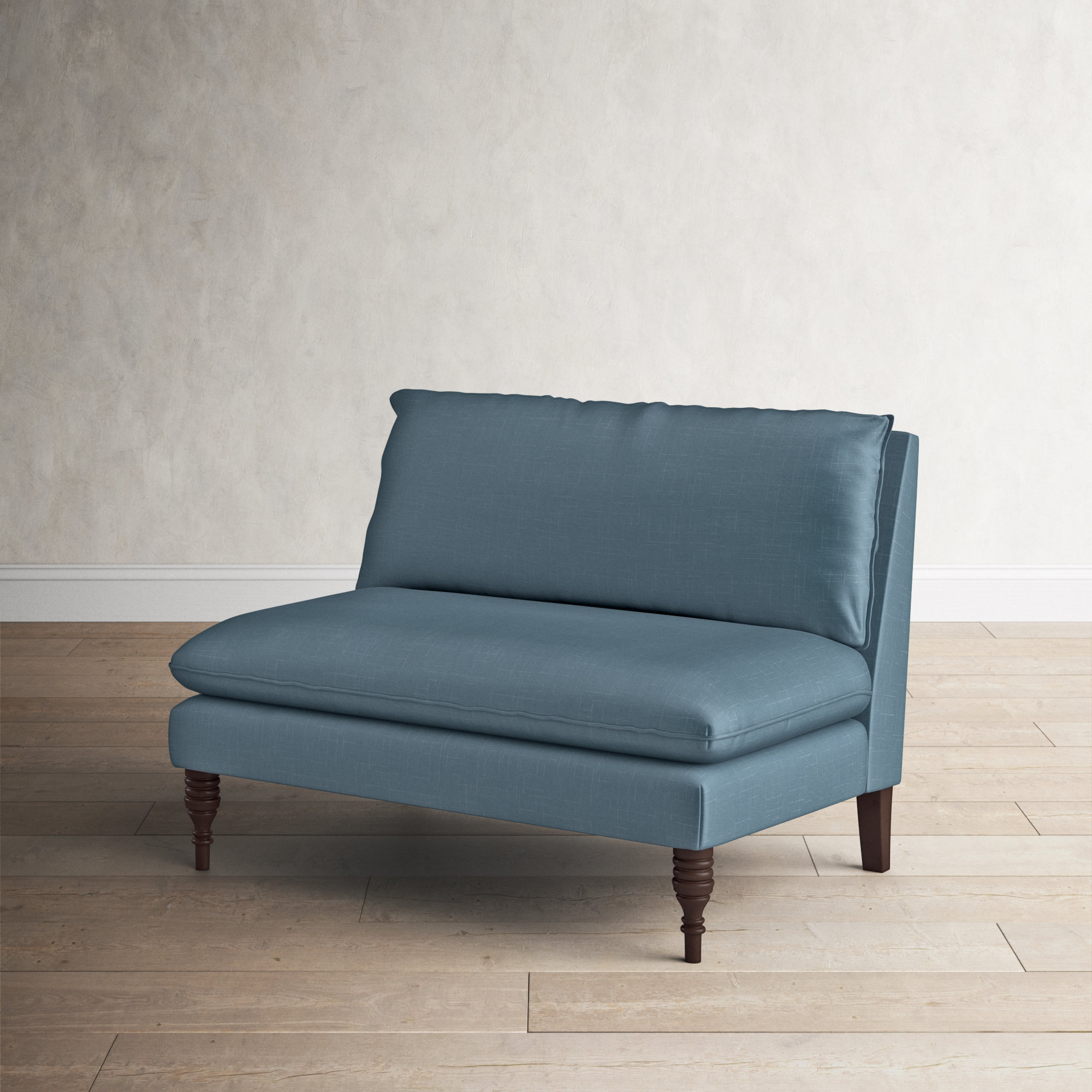 Varick 47'' Upholstered Settee, Classic Denim Linen