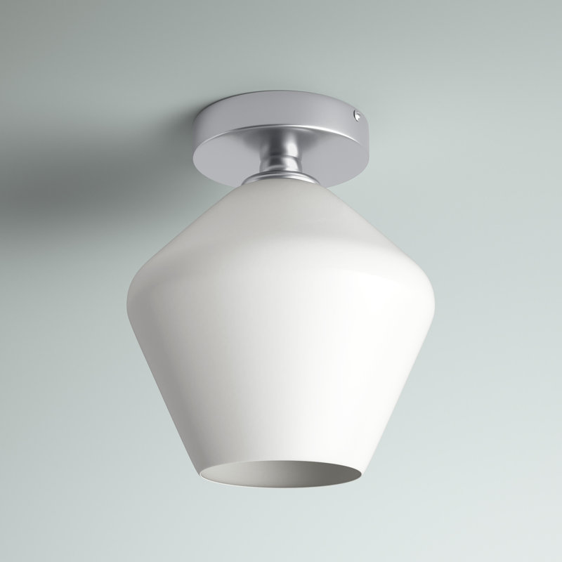 Plafonnier encastré à 1 lumière 7,9 po Sullivan Street, Chrome, Blanc, H 9,4 po x l 7,9 po x P 7,9 po