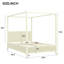 Grand lit plateforme à baldaquin en bois avec lattes de soutien, beige-668347240-668347242