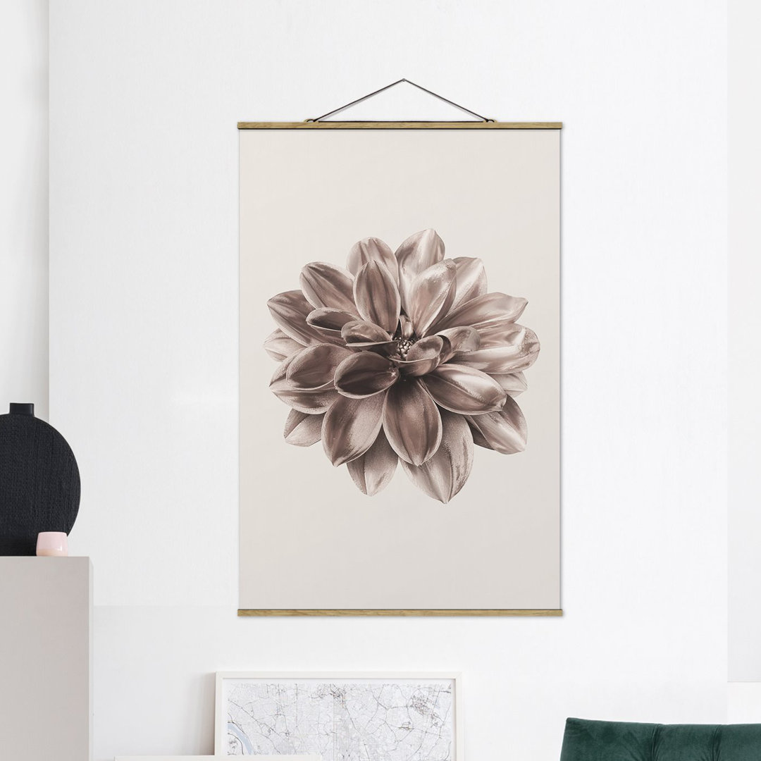 Stoffbild Dahlia Bronze Metallic Beige Centered