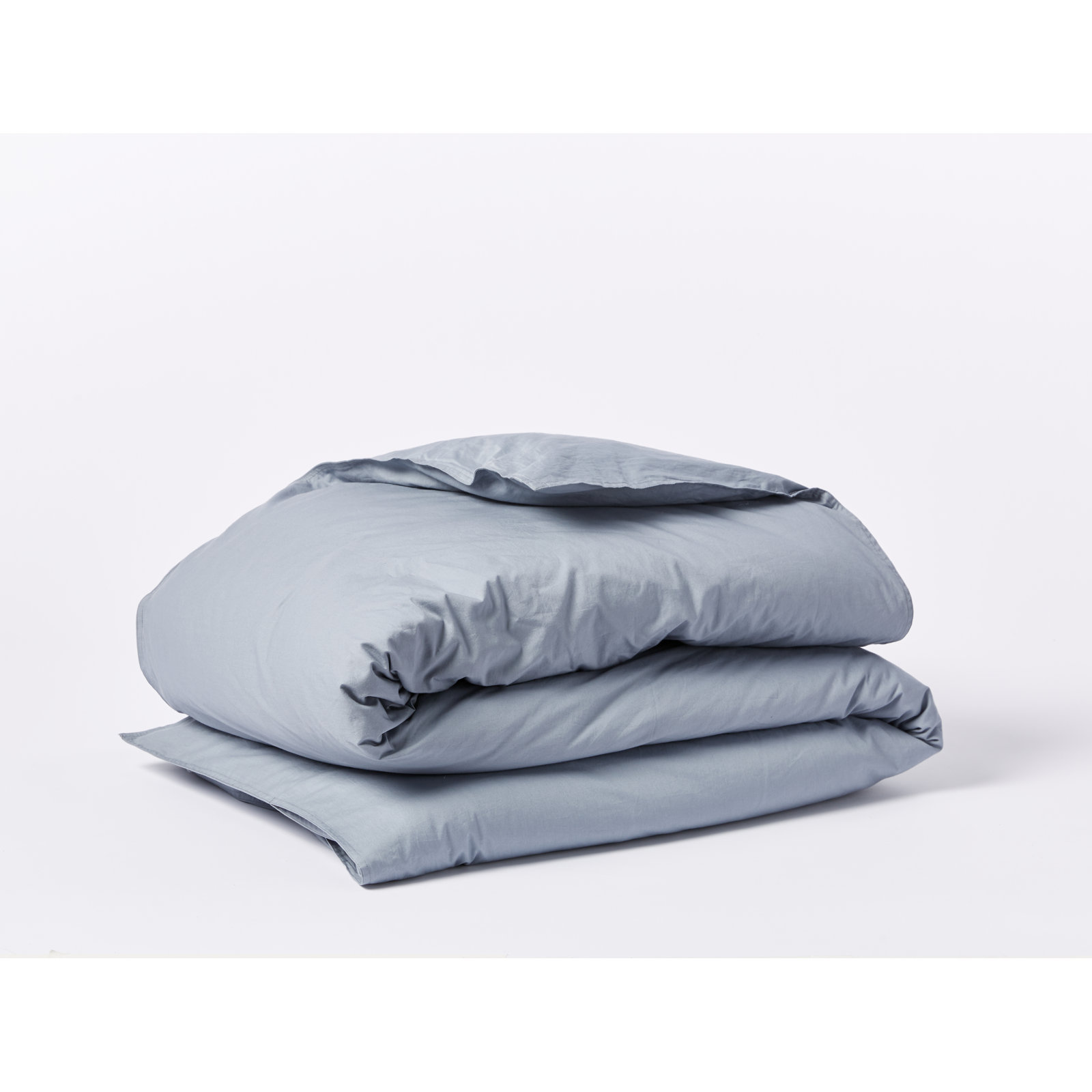 Organic Cotton Percale Duvet Cover, Twin Duvet Cover, Steel Blue