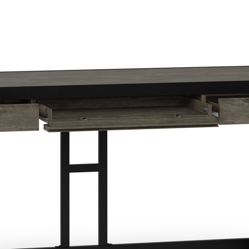 Erina Farmhouse Grey Solid Acacia Wood Desk with Keyboard Tray