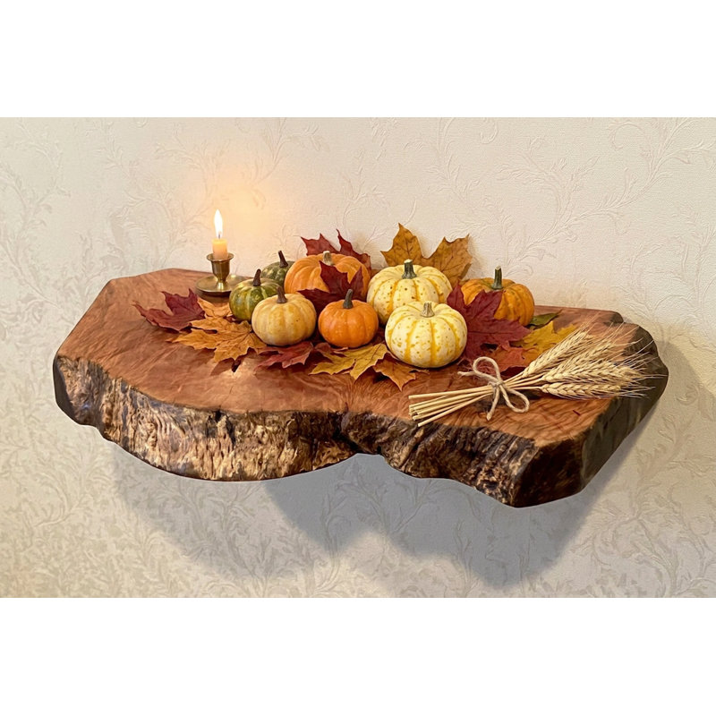 Small Unique Curly Maple Live Edge Wood Shelf