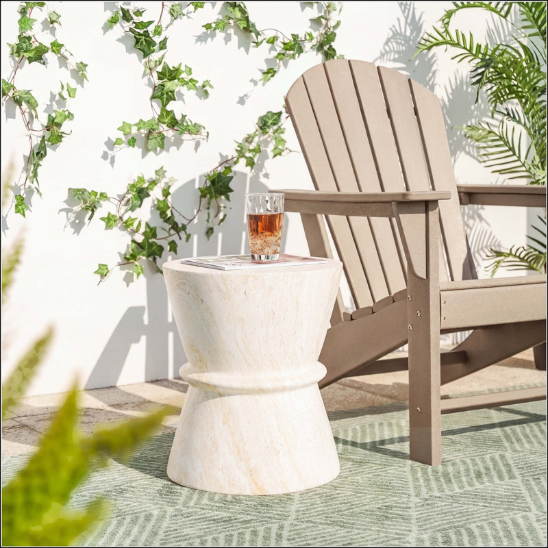 Hourglass MGO Side Table with Artistic Stone Pattern