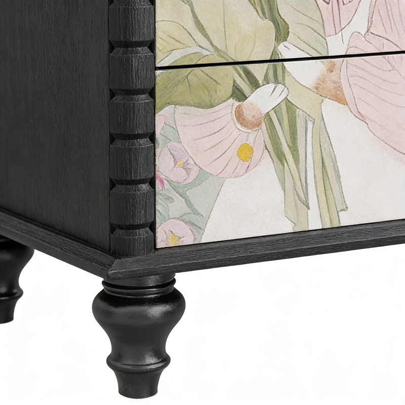 Commode d'entrée Mid-Century en bois massif, Noir