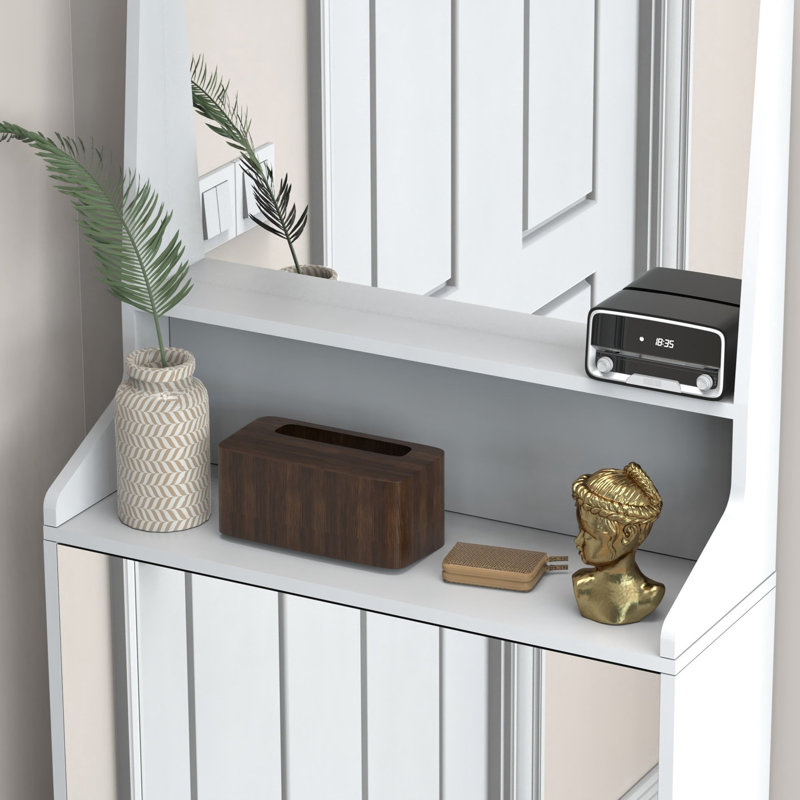 Armoire à chaussures avec 3 miroirs, armoire de rangement pour chaussures, armoire à chaussures verticale