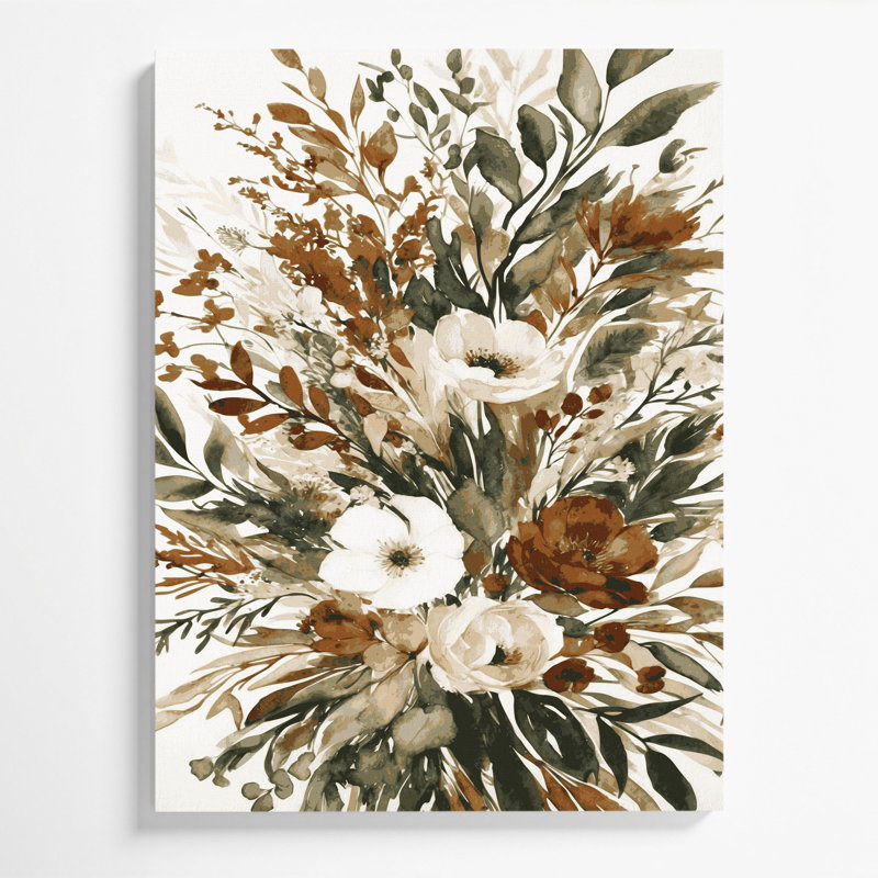 Aquarelle, art floral sur toile gris 78