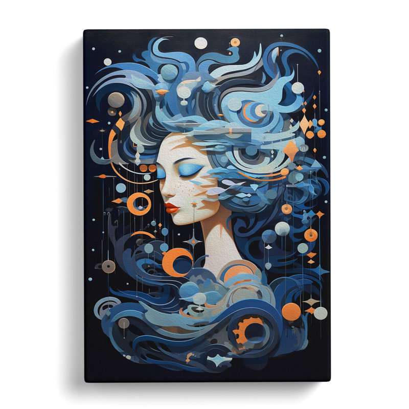 Aquarius Zodiac Contemporary Art - Wrapped Canvas, 76cm H x 50cm W x 3cm D