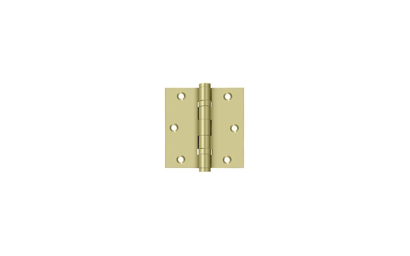 Deltana DSB35B26D 3-1/2" x 3-1/2" Square Hinge, Ball Bearings in Brushed Chrome Pair, Unlacquered Brass