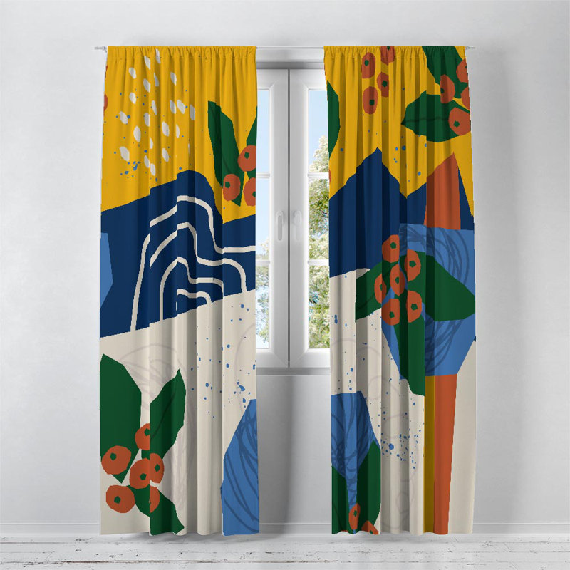 Panneaux de rideaux géométriques semi-transparents, l 20 po x L 61 po
