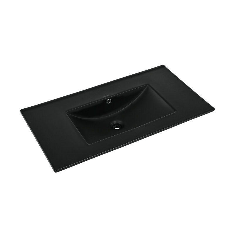 Comptoir de meuble-lavabo, Noir mat, Zéro trou