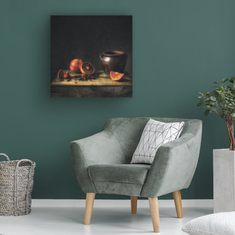 Art sur toile, orange de sang, H 14 po x l 14 po