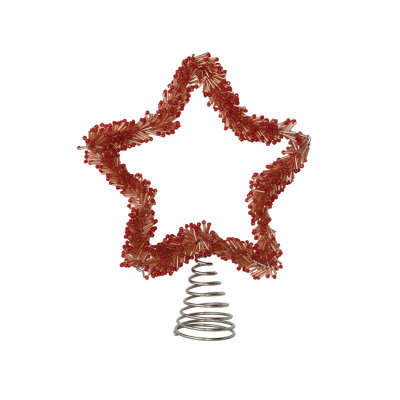 Handcrafted Glass Beaded Star Tree Topper with Iron Accents